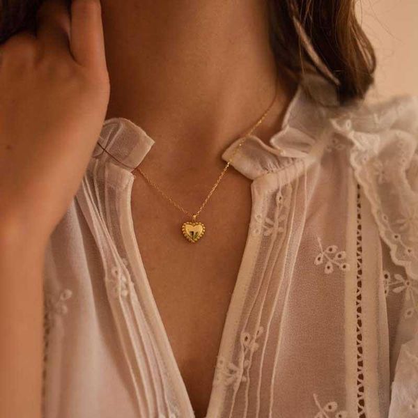 

pendant necklaces hip hop korean simple fashion stylish gold silver color heart for women girls all match jewelry gift an285