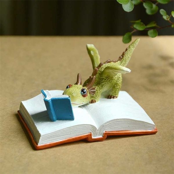 Alltagskollektion Miniatur Fairy Garden und Terrarium Mini Dragon Rex Die grüne Sammelfantasie-Figur 211105