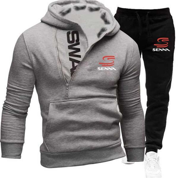 

jogging clothing senna logo print mens simplicity chic 2-piece set customizable zip +long pants solid color sets critically acclaimed, Black;red