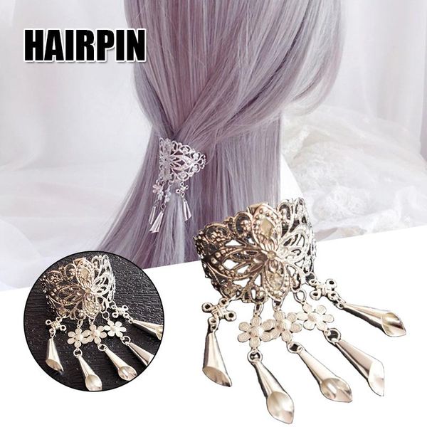 

hair clips & barrettes girls retro hollow alloy crystal tassel pendant female metal pins accessories tools h9, Golden;silver