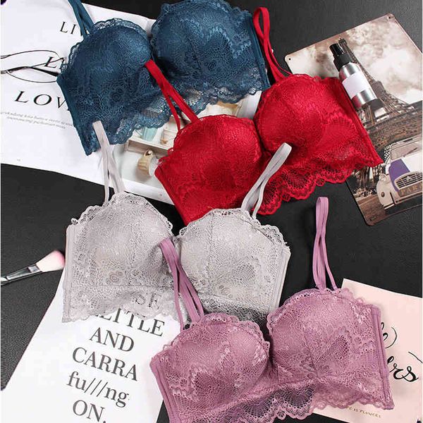 

bras sets and comfortable lace underwear without steel ring, Red;black