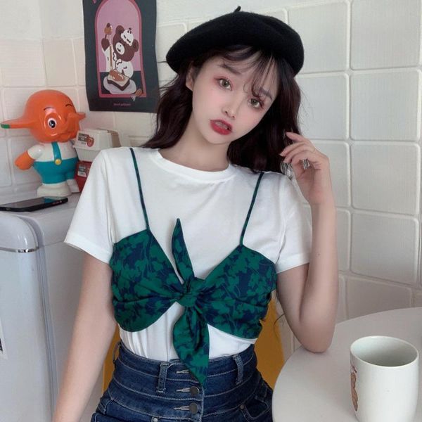 

women's t-shirt summer tee shirt high street bow splice tshirts ladies o-neck short sleeves pullover clothing cotton women, White