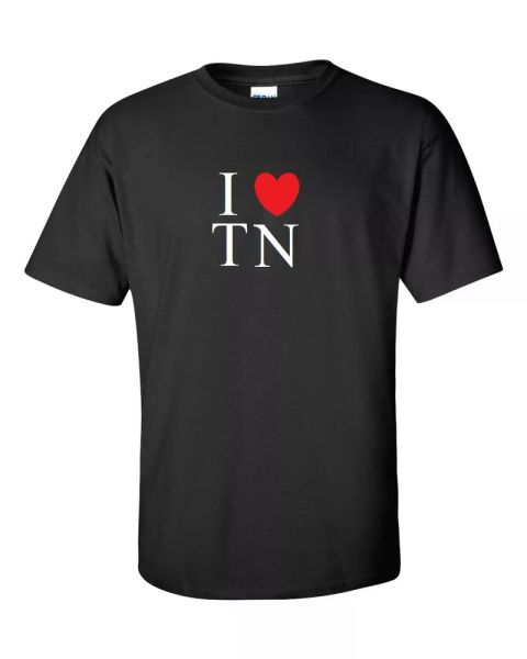 

i heart love tn shirt tennessee the volunteer state black white red t-shirt, White;black