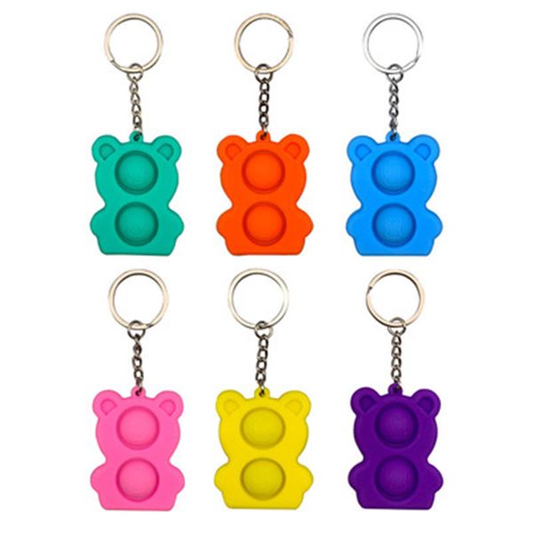 

dhl fidget toys push bubble silicone sensory vierkant mini bear keychain are suitable for relieving stress children montessor
