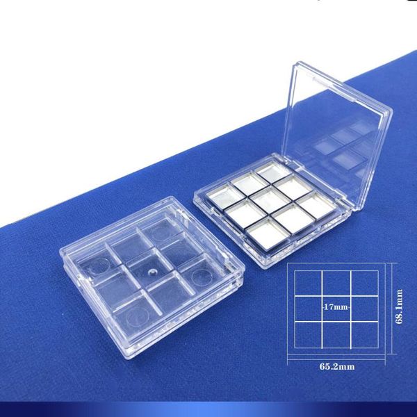 

empty transparent square 9-color eyeshadow box case 30pcs storage bottles & jars