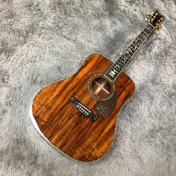 

d45 mould full koa wood real shell inlaid acoustic guitar