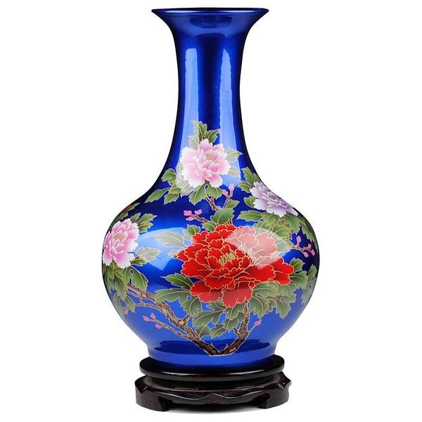 

vases jingdezhen ceramic handicrafts crystal red peony pattern bathroom vase porcelain furnishing articles home el decoration