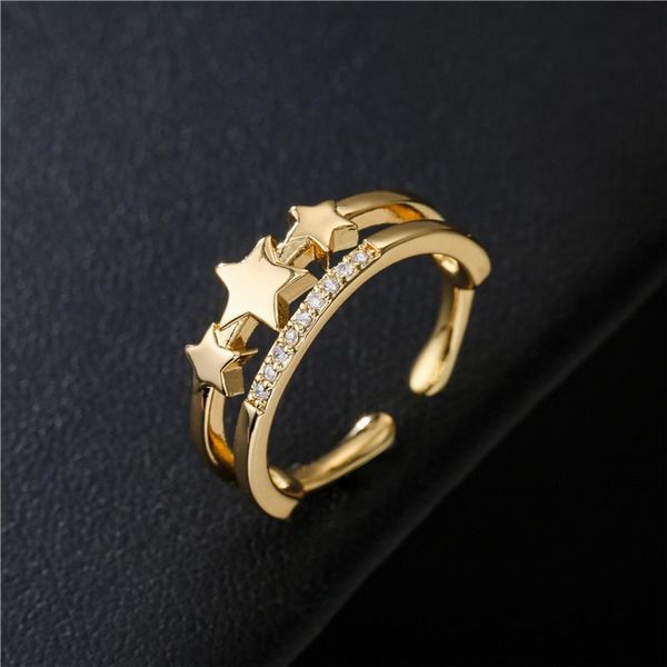 

cluster rings arrival gold color star shape ring for women girl fashion + cz female wedding jewelry engagement gift, Golden;silver