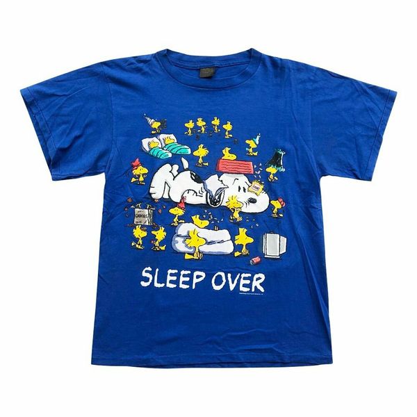 

vintage 90s peanuts 'sleep over' t-shirt, White;black