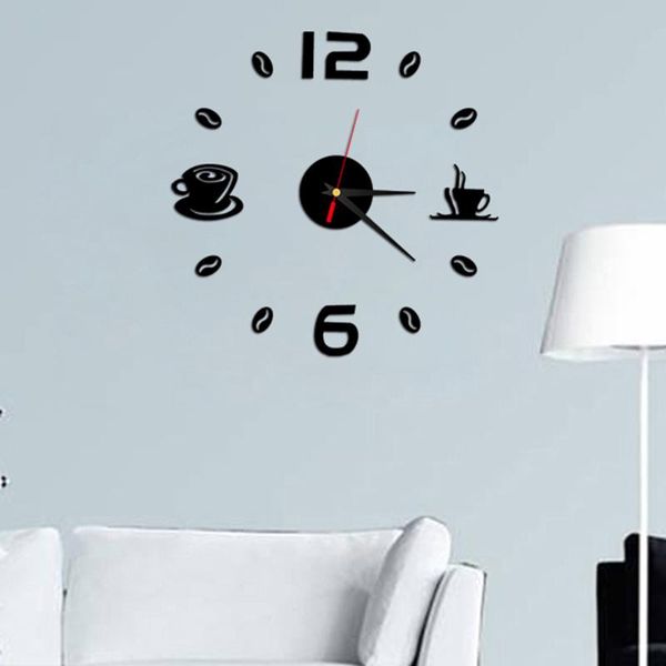 

fashion clock watch 3d wall clocks horloge diy acrylic mirror sticker reloj de pared home decor living room display time