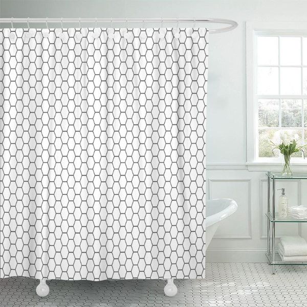 

shower curtains grid hexagonal cell honeycomb on speaker grille geometric graphic curtain waterproof fabric 72 x 78 inches set with hooks