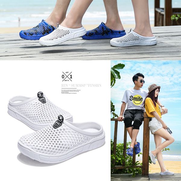

slippers men's new style lovers breathable cool slippers outdoor hole shoes beach shoes antiskid summer slippers, Black