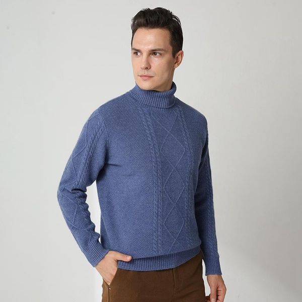

men's sweaters grade high lapel menswear 100% pure cashmere knitted jumpers male autumn winter thicker soft boys, White;black