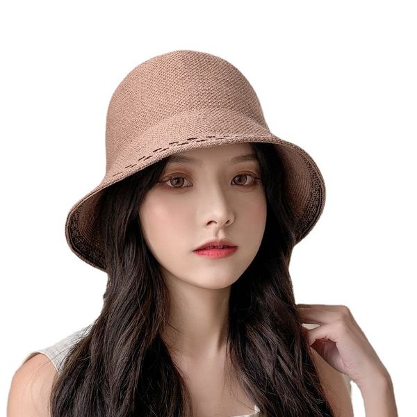 

korean version of female thin milk silk fisherman hat spring and summer big eaves paste cloth sun basin hat show face small sunscreen fisher, Blue;gray