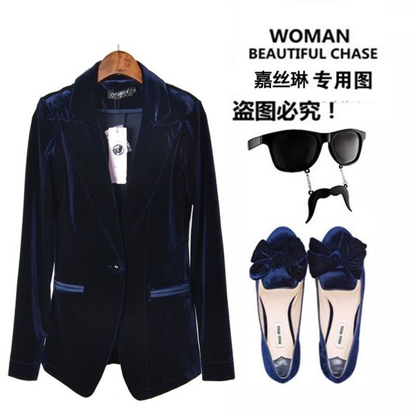 

womens lapel one button velvet notched lapels stretchy office work jacket long sleeve retro coat women's suits & blazers, White;black