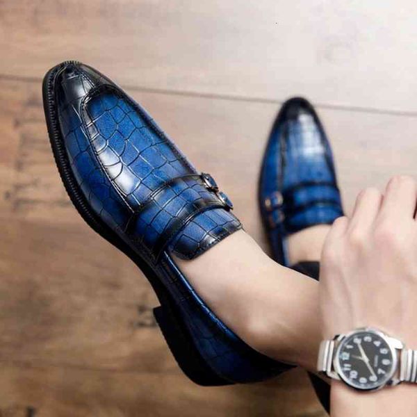 

dress shoes sapatos casuais de couro pu slizamento para homens, sapatos homens da moda com salto baixo, sign slizante e kj83, Black