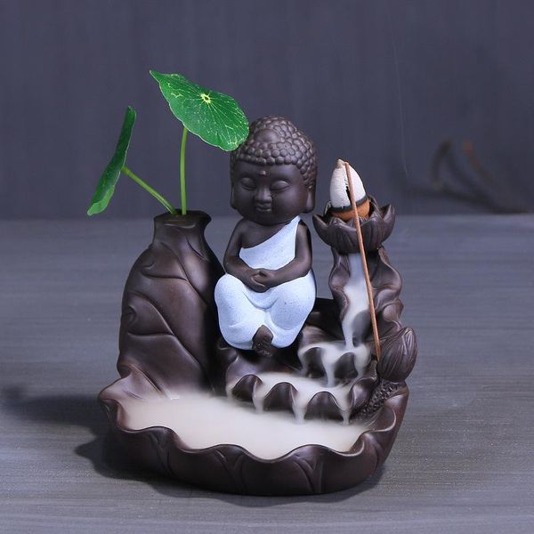 

sachet bags backflow incense burner lotus pond wonderland small monk creative decoration ceramic crafts purple sand