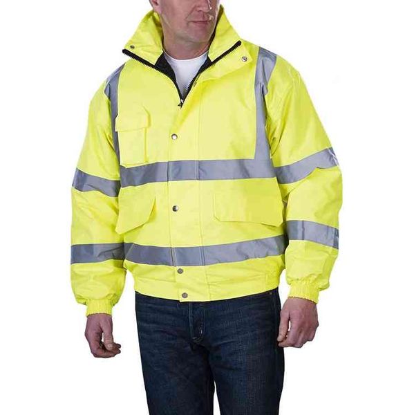 

sportswear road work high visibility hi vis coat clothes workwear safety reflective rain waterproof jacket, Black;white