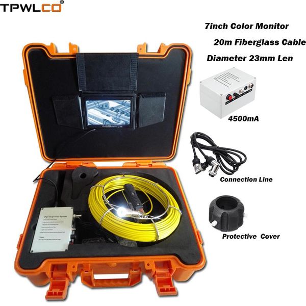 

20m drain inspection cable reel waterproof 23mm pipeline camera 7inch lcd industrial endoscope system ip cameras