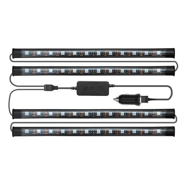 

interior&external lights car strip with two-line design 48 leds app control light kit diy mode and music sync usb cigarette lighter lamps