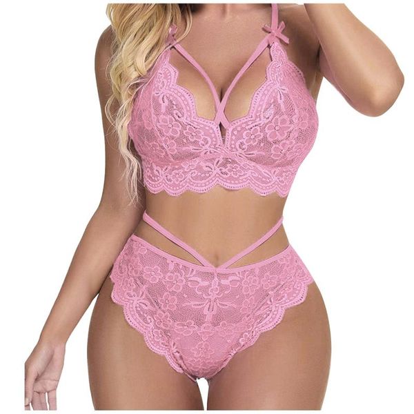 

bras sets erotic lingerie fashionable women's lace gathered thin wireless bra set underwear pajamas female exotic, Red;black