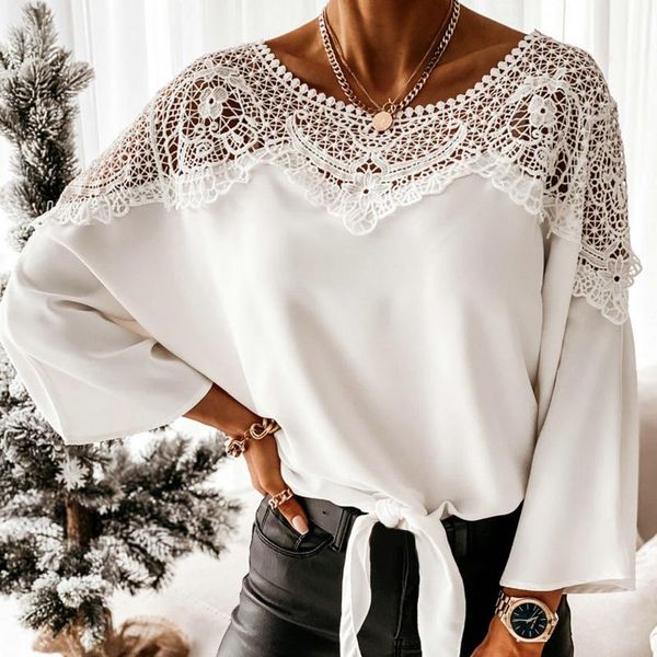 

fashion t shirt women black white long sleeve lace hollow out up bandage casual tee femme camisetas mujer women's t-shirt