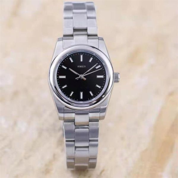 

wristwatches 31mm women's casual automatic mechanical movement watch sapphire glass black dial 316 stainless steel strap waterproof, Slivery;brown