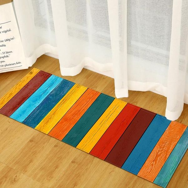 

carpets 3d printed imitation wood grain pattern hallway kitchen entrance door mat home living room bedroom floor decor long rug