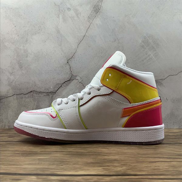 

shoes mens 1 mid edge glow basketball jumpman 1s white purple designer sports sneakers size us5.5-11