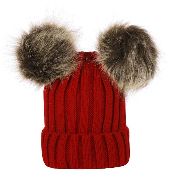 

caps & hats childrens baby knitting wool beanies hemming hat keep warm winter hiarball fur ball cap babys accessories casual beanie, Yellow