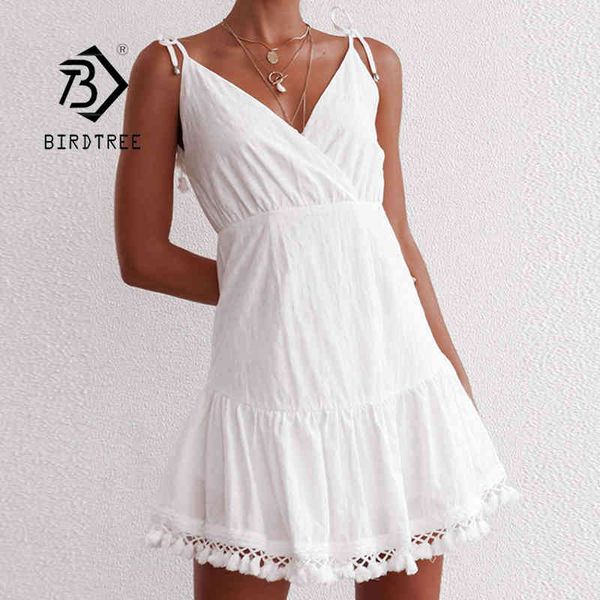 

summer solid short halter fringe tassel strap dress women high waist v neck party mini a-line dresses lady d12701x 210419, Black;gray