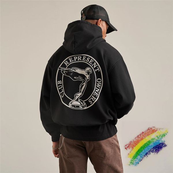 

hoodie men women 1 embroidery pullover oversized sweatshirts, Black