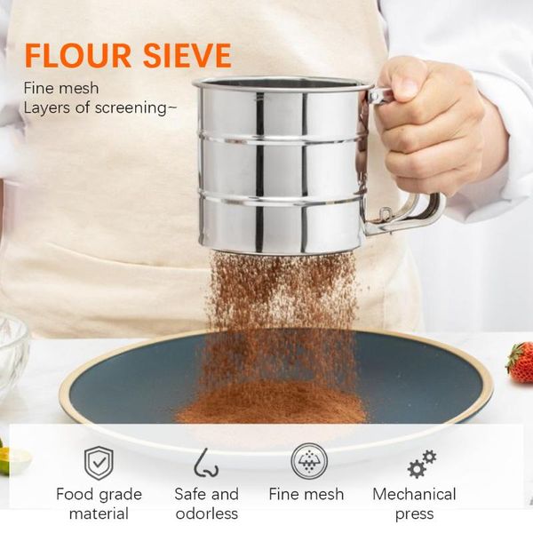 

stainless steel flour sieve kitchen accessories powder mesh cake tools gadget baking shaker cup & pastry