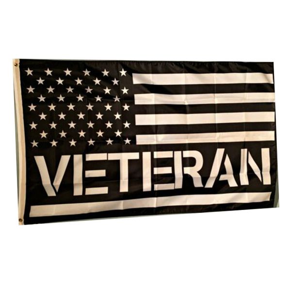 American Veteran Black Flag Vivid Color UV Fade Resistant Double Stitched Decoration Banner 90x150cm Stampa digitale all'ingrosso