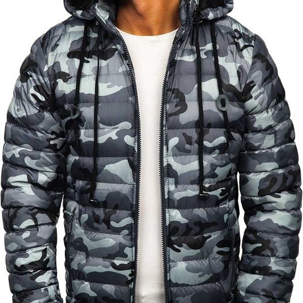 

zogaa fashionable men's camouflage hooded zipper warm cotton jacket 211014, Black