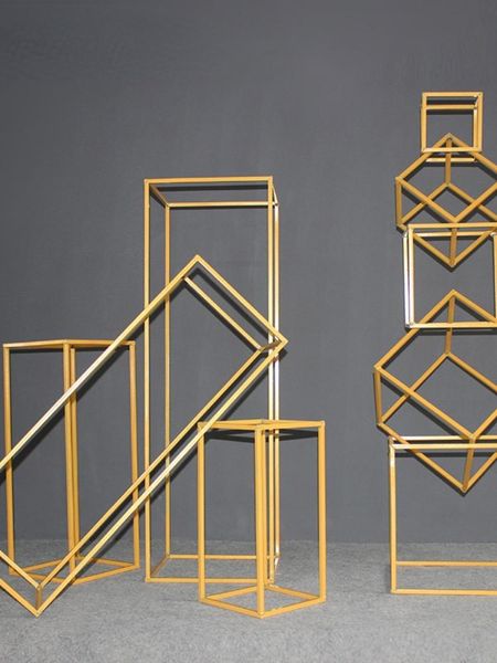 

decorative flowers & wreaths adornos de guia carretera geometricos para boda, soporte flores artificiales hierro, accesorios bloque quare