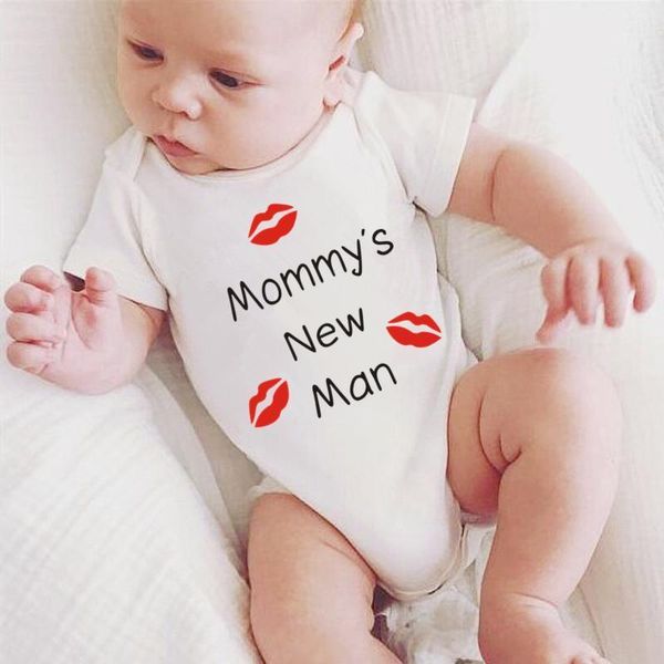 

rompers 2021 baby summer clothing infant born mommy's man print boy cotton romper short sleeve jumpsuits white bodysuit, Blue