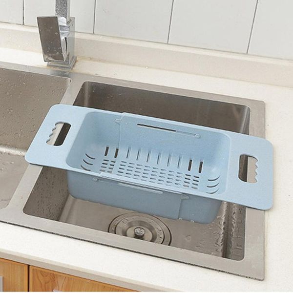 

hanging baskets retractable adjustment sink wash vegetable fruit drain basket rack colanders strainer dry kitchen clean tool