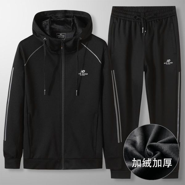 

men's tracksuits boutique add wool suit male fertilizer increased cardigan fatty leisure sport big yards fleece two-piece, Gray