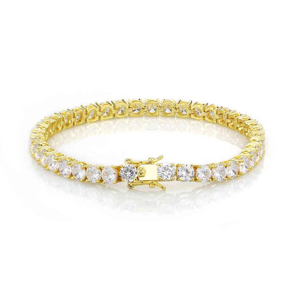 

2022 new dign 18kgold ycd 3-6mm 7-9in zircon diamonds women men's bracelet 18k gold plated cuban chain hiphop tennis bracelet, Golden;silver