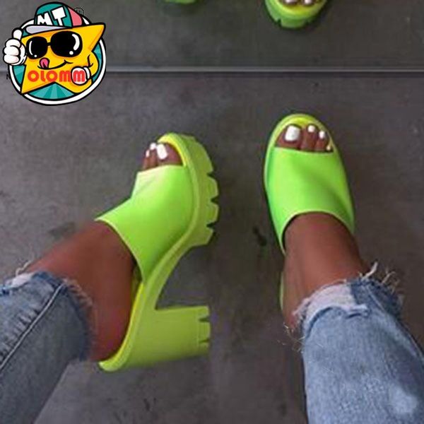 

women's summer slippers open toe outdoor high heel sandals solid color shoes plus size 43, Black