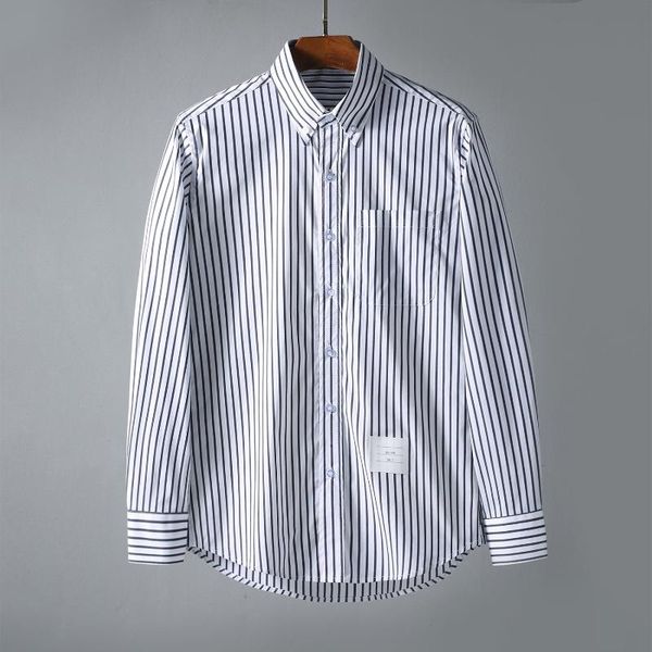

men's casual shirts nice men oxford classic colorful striped fashion cotton shirt pocket long-sleeves  2xl d110, White;black