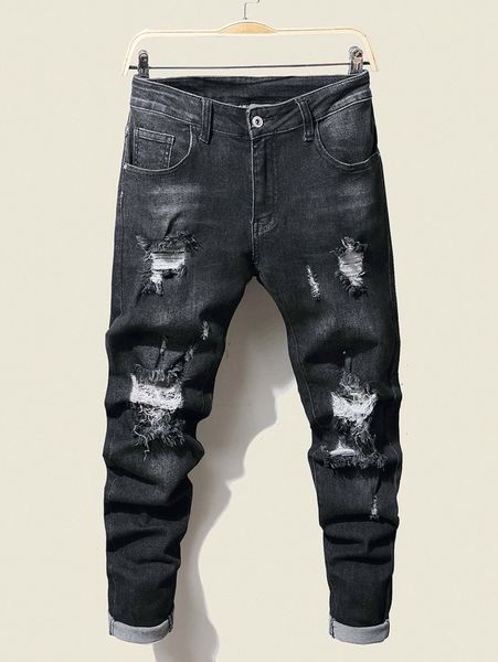 

men ripped frayed washed jeans z4bd#, Blue