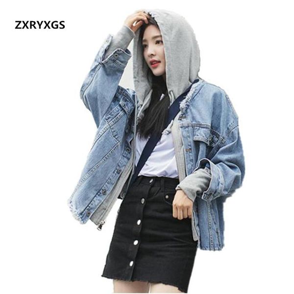 

women's jackets denim women spring casual hooded jacket loose medium style cowboy coats/jackets fashion trend clothing, Black;brown