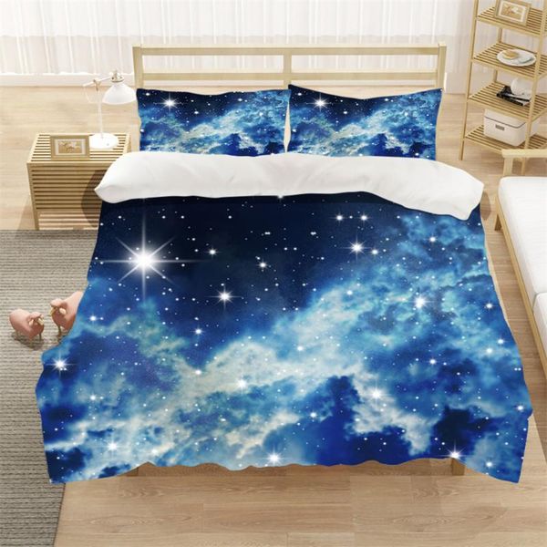 

starry sky series space bedding comforter set  galaxy planet printed duvet cover soft microfiber decor teens kids boy sets