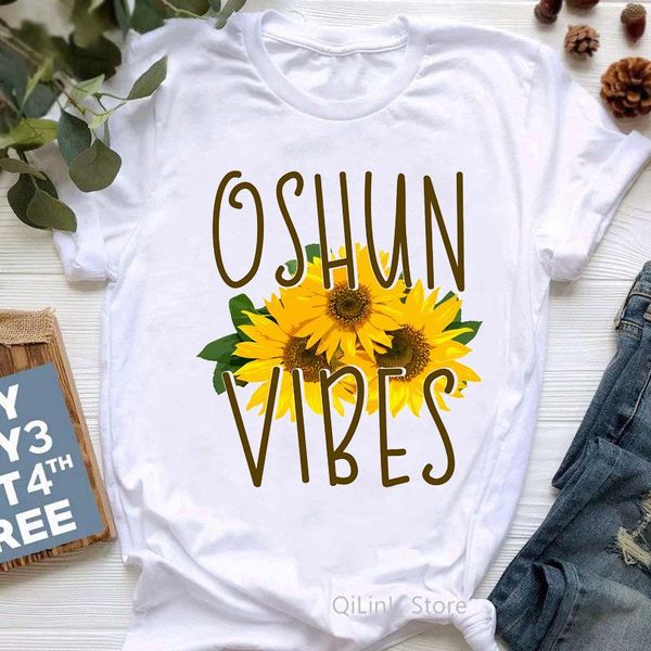 

women's t-shirt the african oshun vibes sunflower print graphic t shirts summer 2021 melanin queen black girl magic shirt lovely top, White