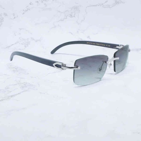 

2022 factory wholesale model buffalo horn rimless square white buffs sun trendy eyewear gafas de sol dd2c sunglasses, White;black