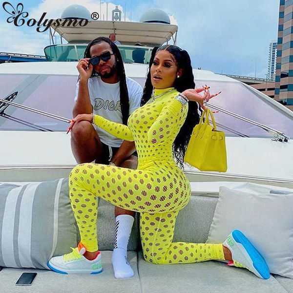 

colysmo bodycon jumpsuit women hollow out black zipper long sleeve overalls fashion casual streetwear sports wear 210527, Black;white