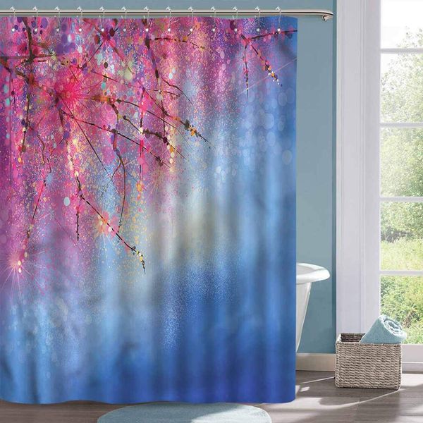 

cloth shower curtain flower sakura spring bathtub splash guard w72 xl78