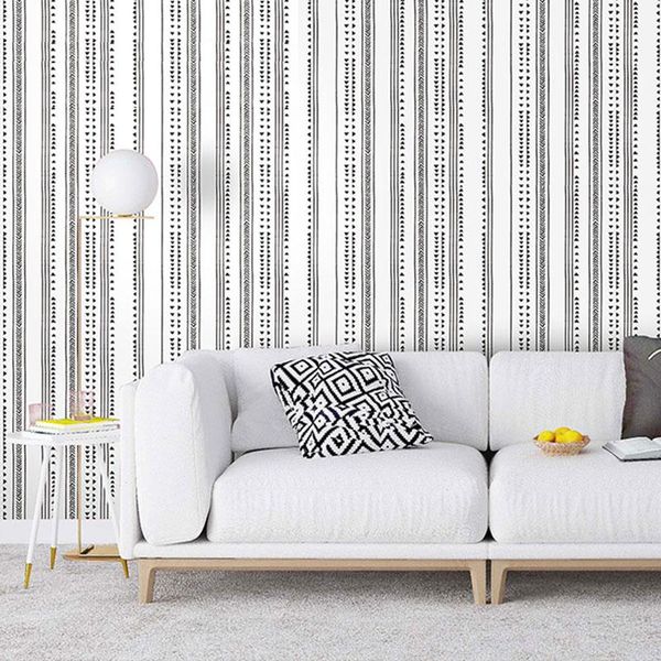

wallpapers self-adhesive pvc nordic cool dormitory wallpaper simple geometric black and white dot tv background